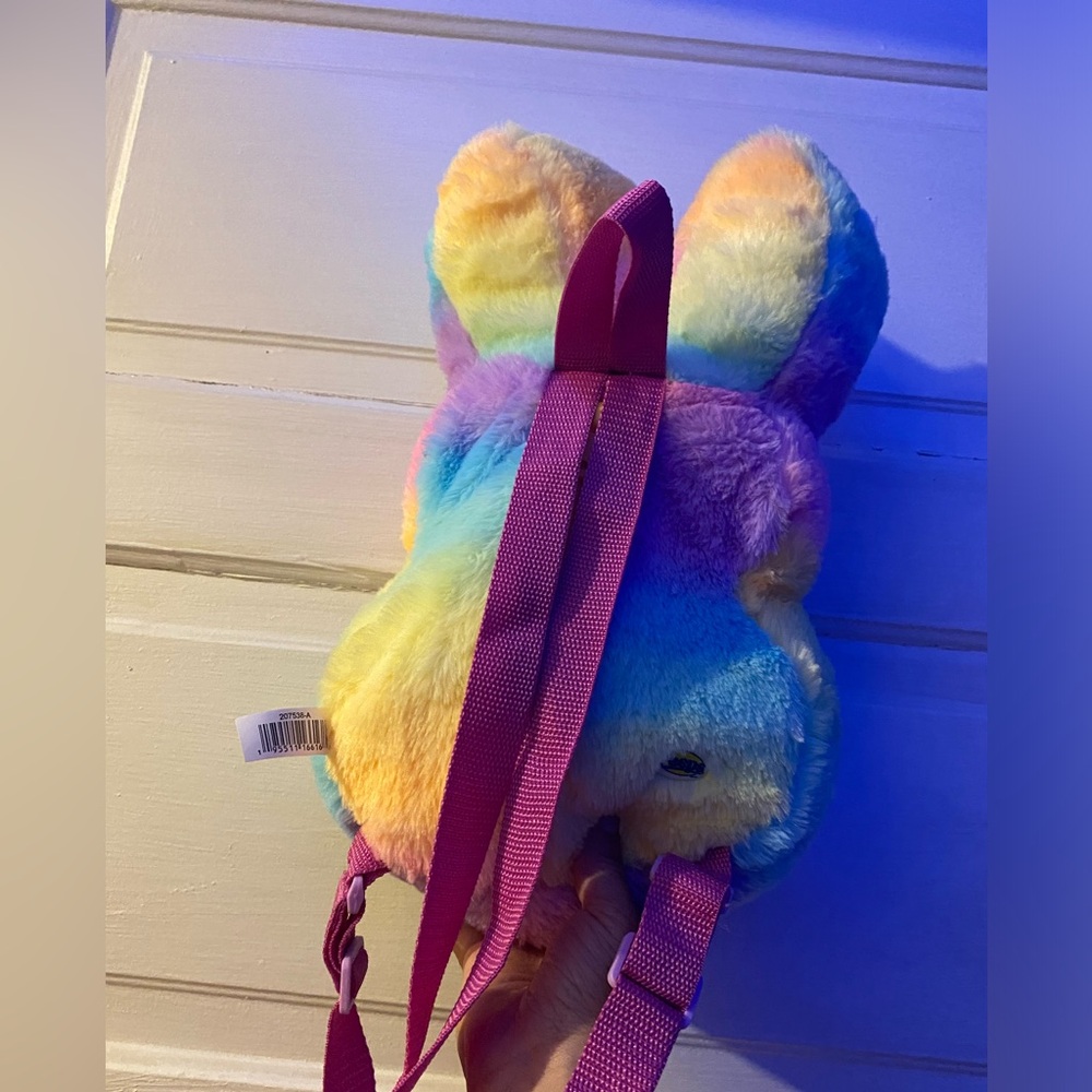Peeps Zipper backpack Adorable Purple and Pink Stuffed Bunny Plush - Picture 2 of 14